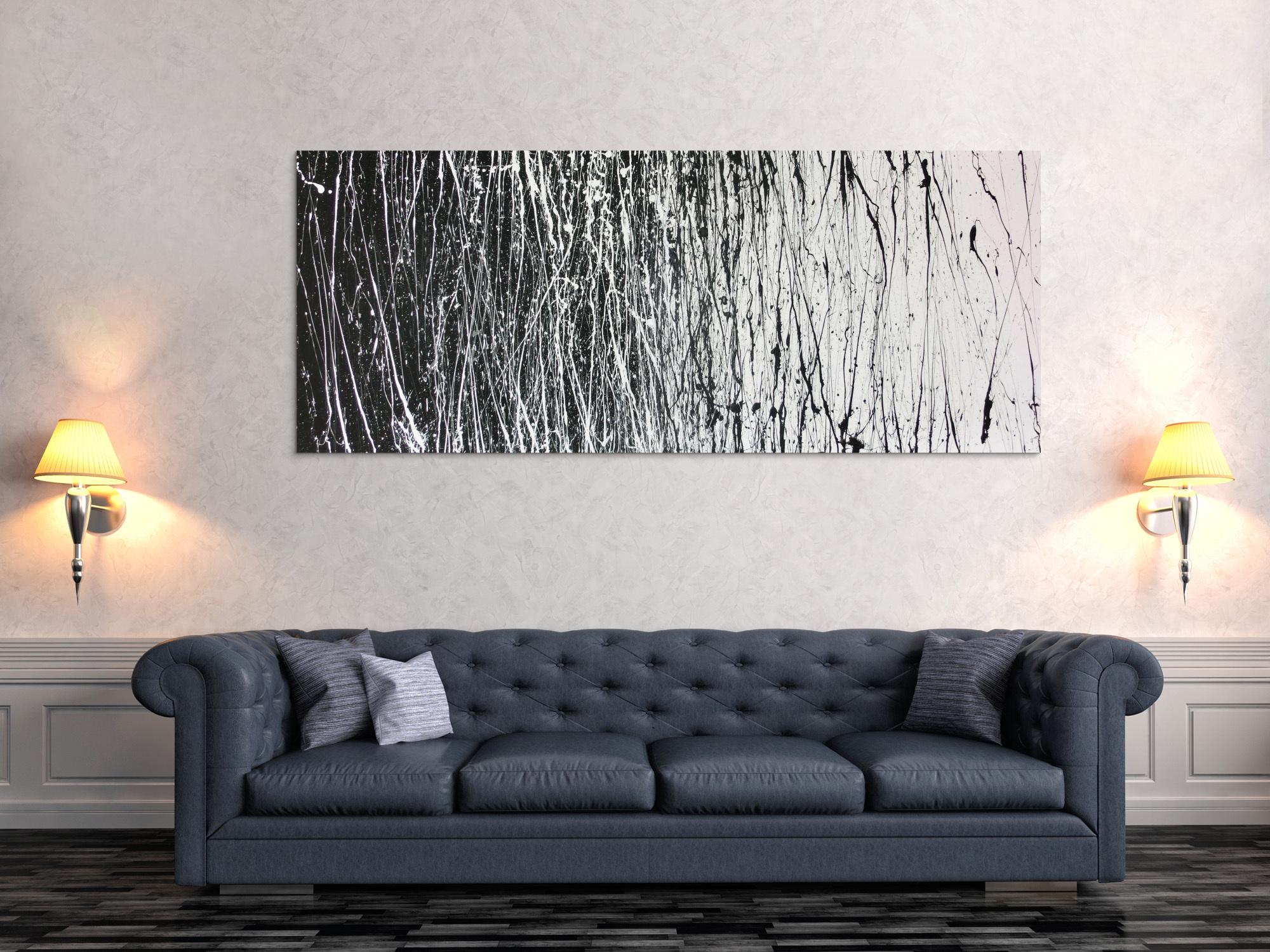 Abstraktes Acrylbild schwarz weiß modern