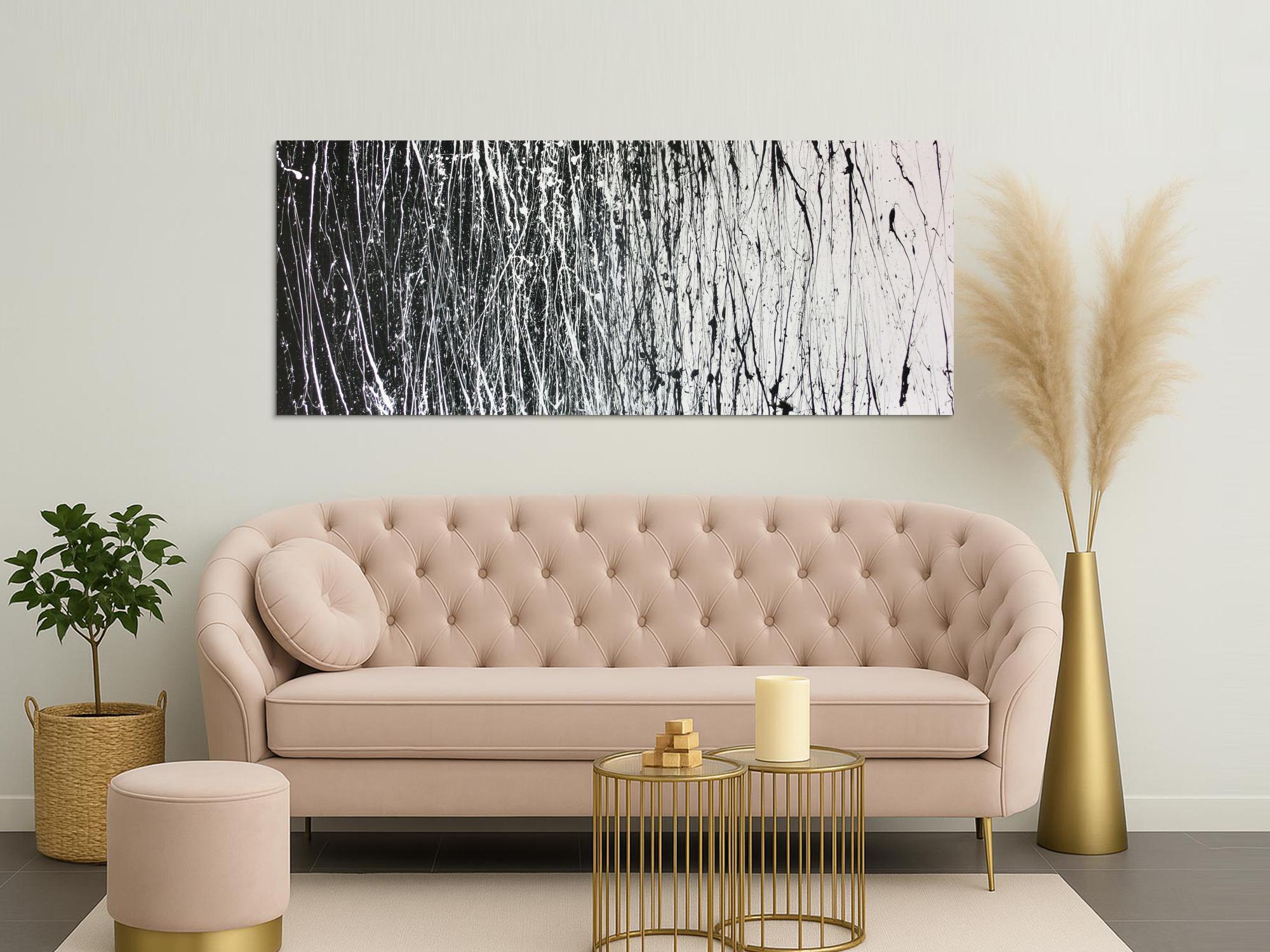 Abstraktes Acrylbild schwarz weiß modern