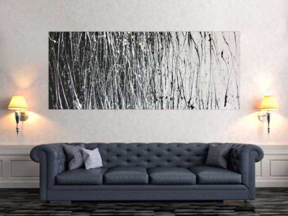 Abstraktes Acrylbild schwarz weiß modern