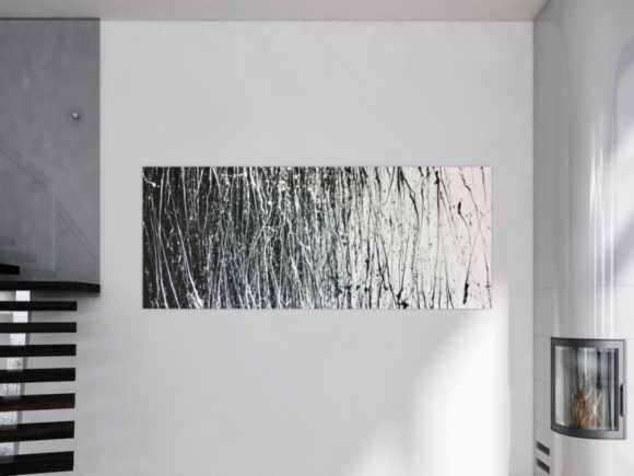 Abstraktes Acrylbild schwarz weiß modern