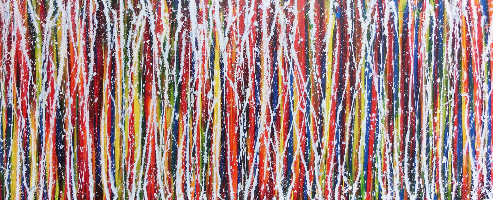 Abstraktes Acrylbild Action Painting buntes Gemälde sehr modern und zeitgenössisch