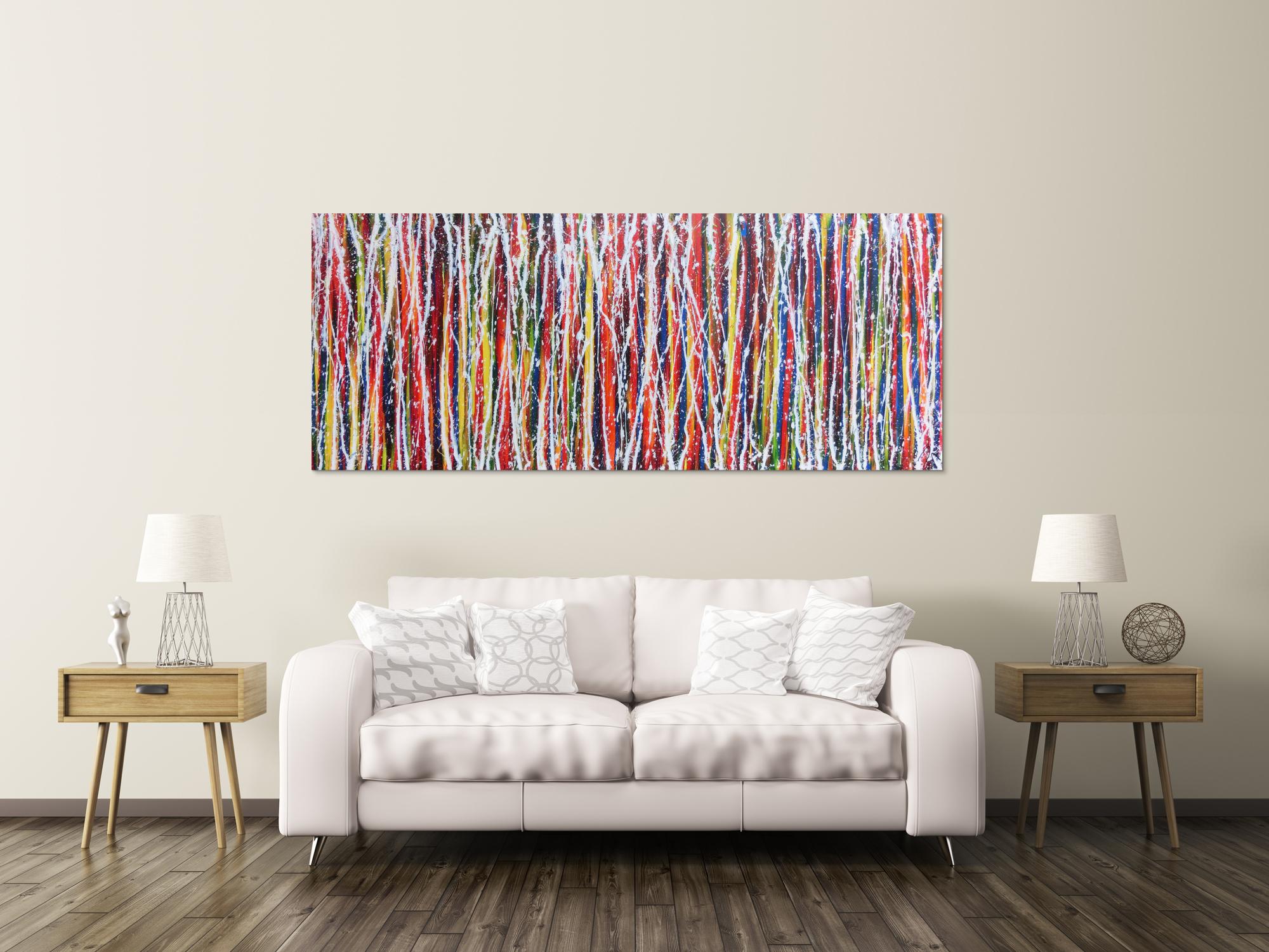 Abstraktes Acrylbild Action Painting buntes Gemälde sehr modern und zeitgenössisch