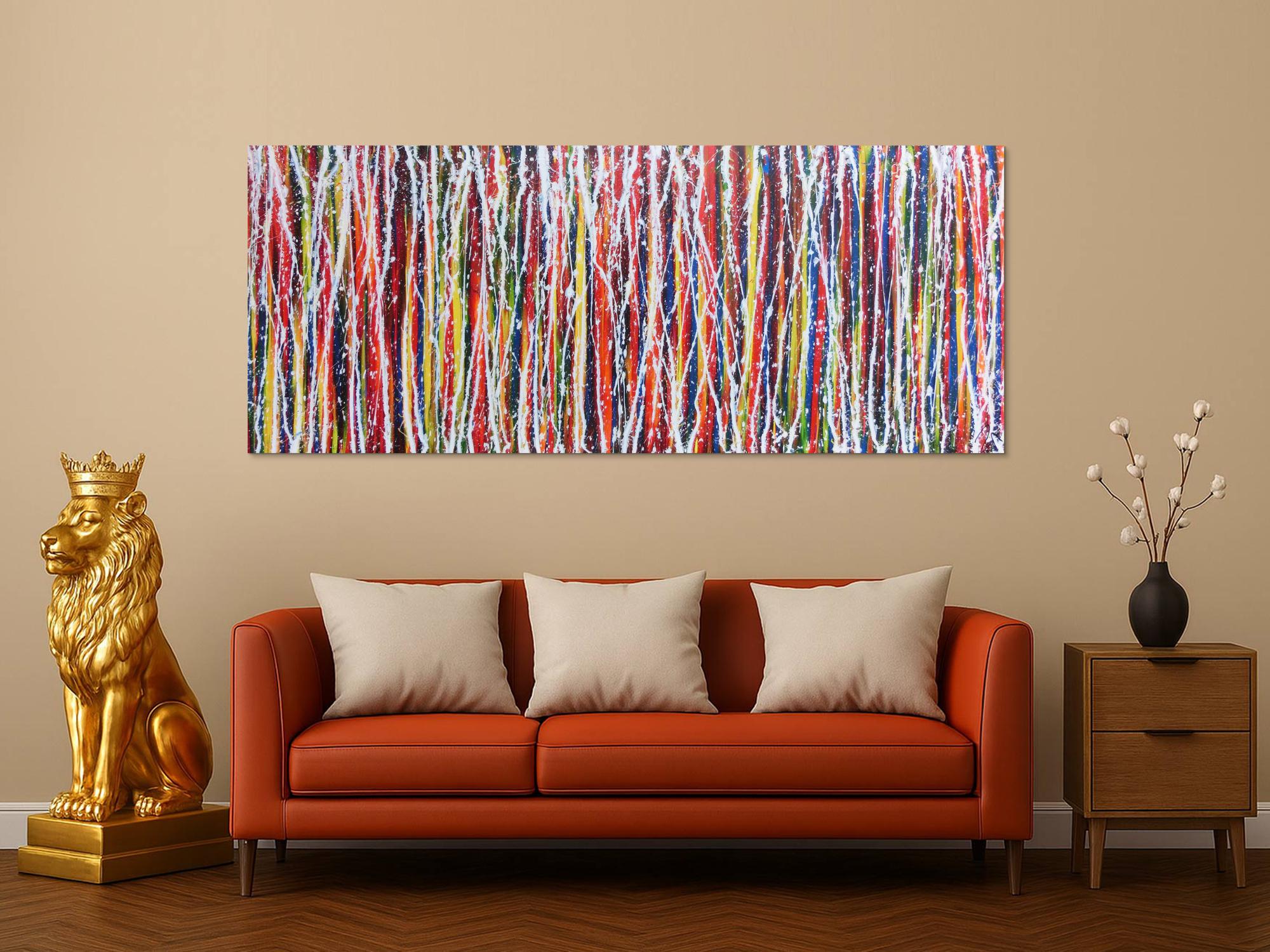 Abstraktes Acrylbild Action Painting buntes Gemälde sehr modern und zeitgenössisch