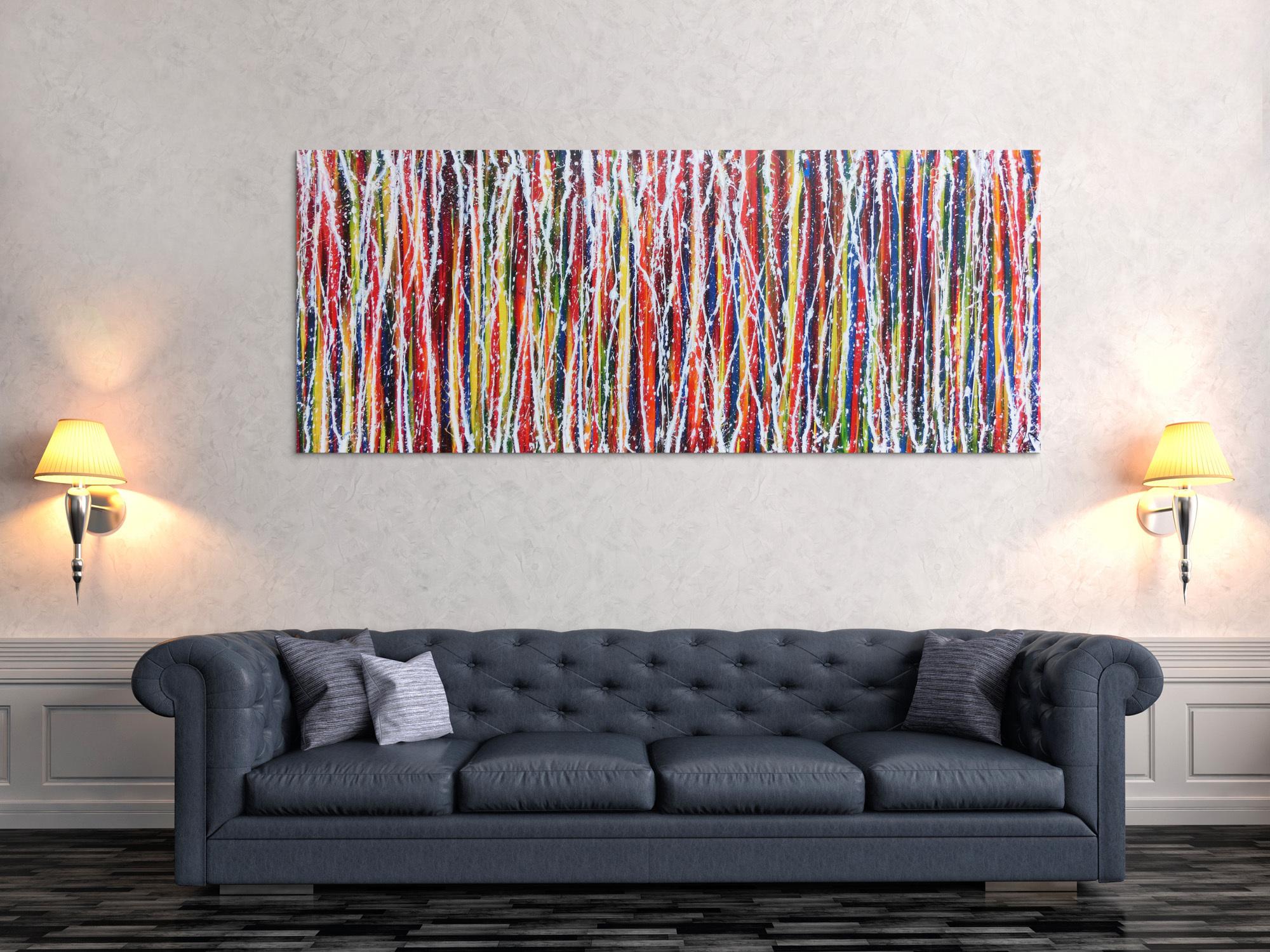 Abstraktes Acrylbild Action Painting buntes Gemälde sehr modern und zeitgenössisch