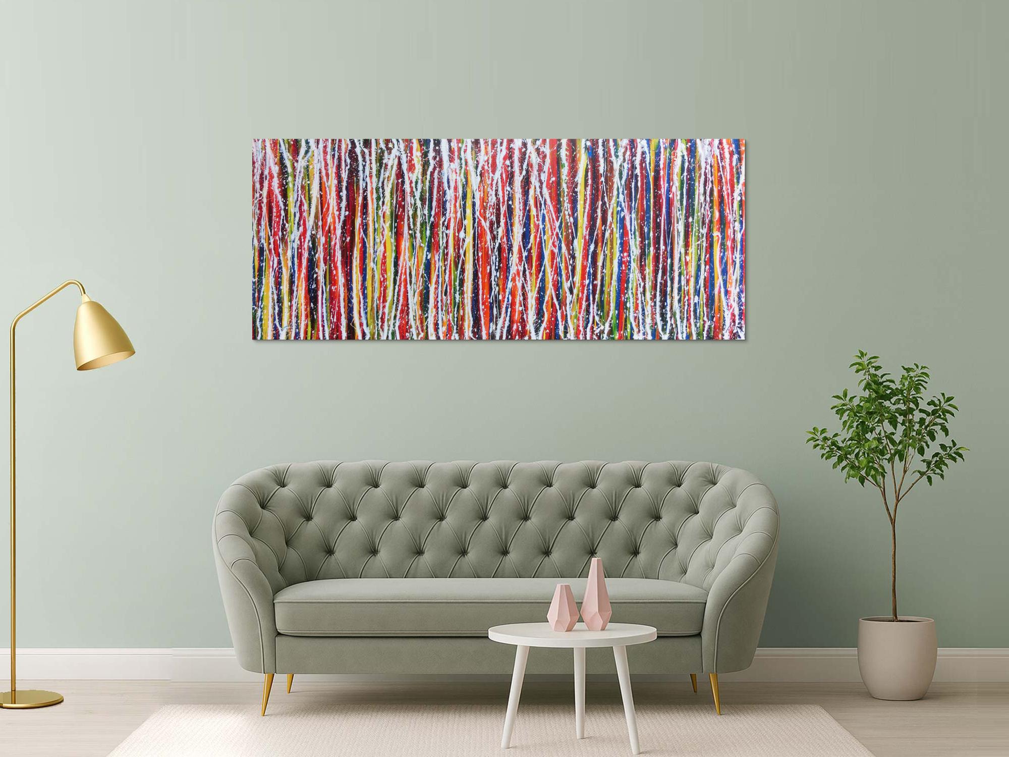 Abstraktes Acrylbild Action Painting buntes Gemälde sehr modern und zeitgenössisch