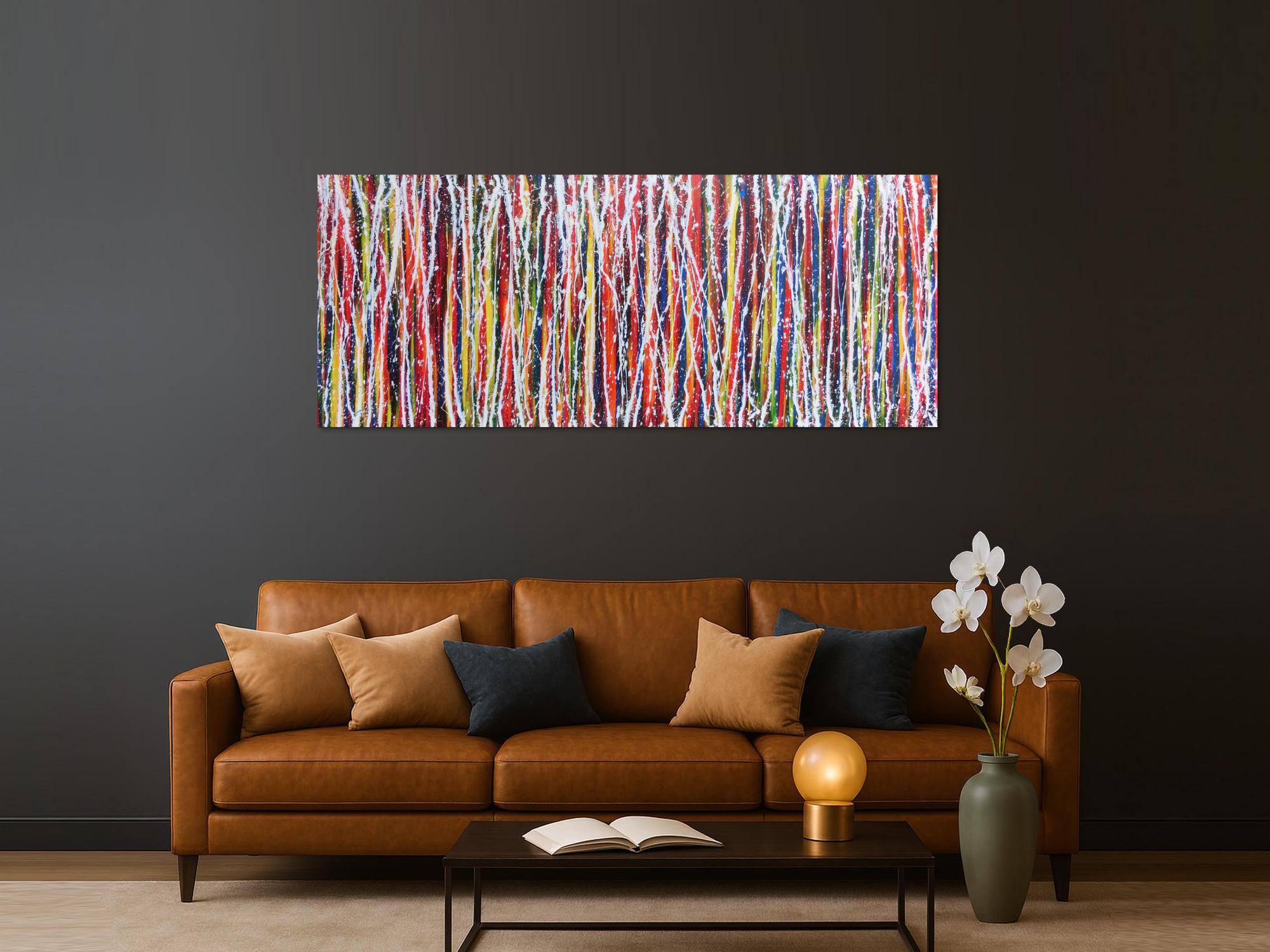 Abstraktes Acrylbild Action Painting buntes Gemälde sehr modern und zeitgenössisch