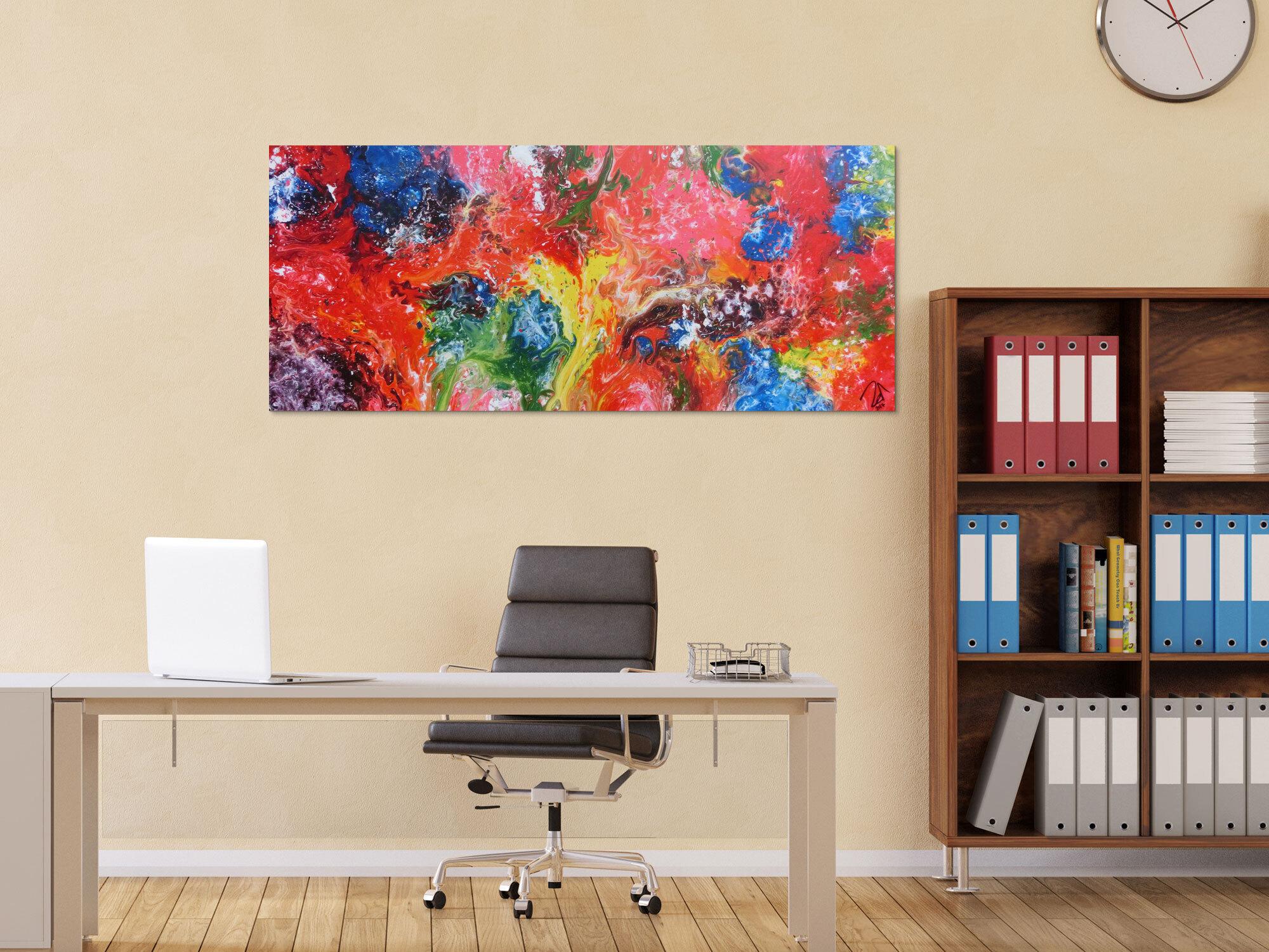 Abstraktes Acrylbild sehr bunt Fließtechnik Fluid Painting sehr modern