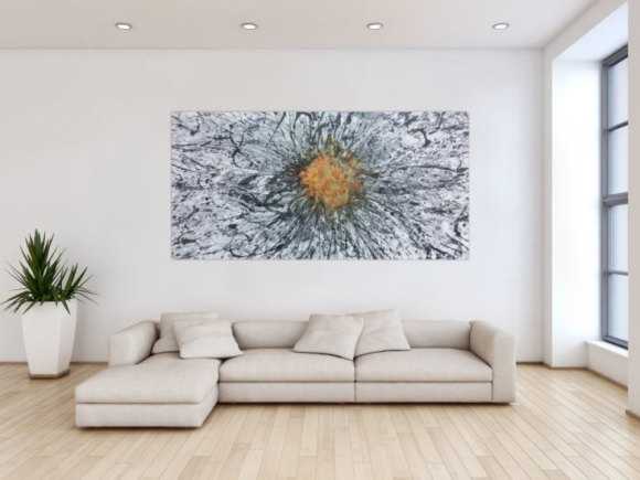 Abstraktes Acrylbild mit echtem Rost Mischtechnik Action Painting Splash Art sehr modern