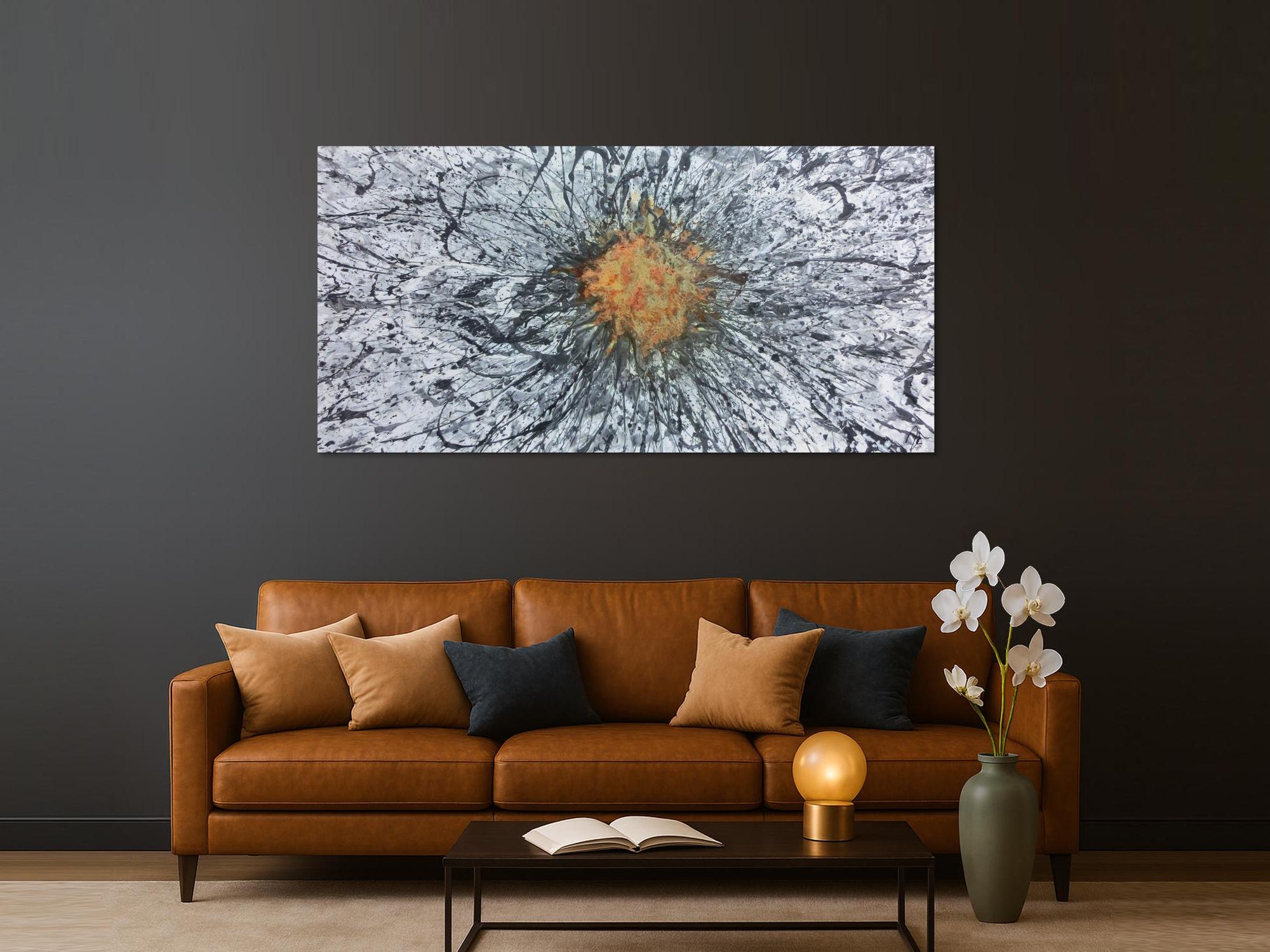 Abstraktes Acrylbild mit echtem Rost Mischtechnik Action Painting Splash Art sehr modern