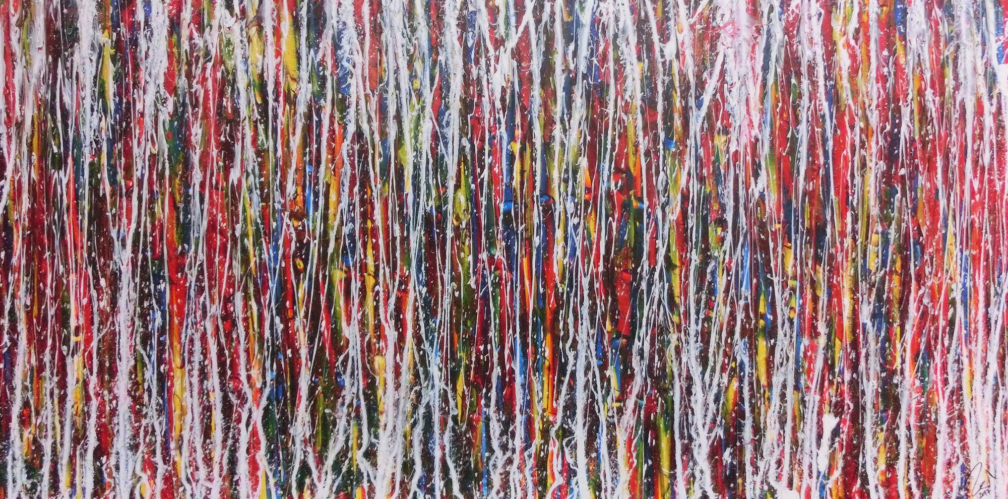 Abstraktes Bild sehr bunt modern Action Painting zeitgenössisch und groß