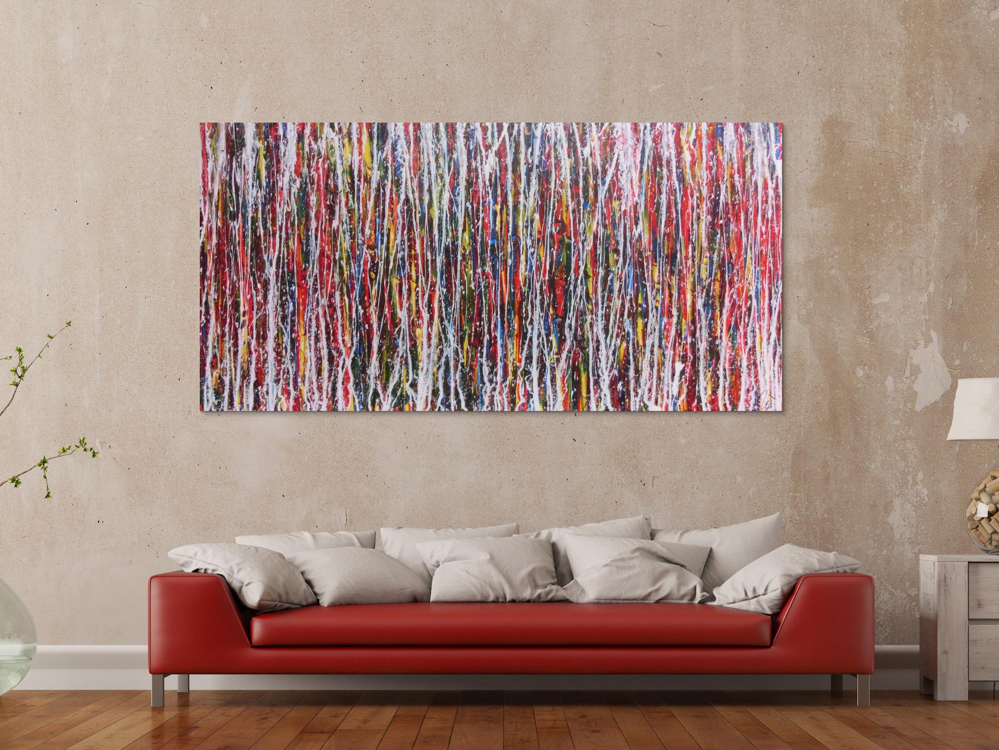 Abstraktes Bild sehr bunt modern Action Painting zeitgenössisch und groß