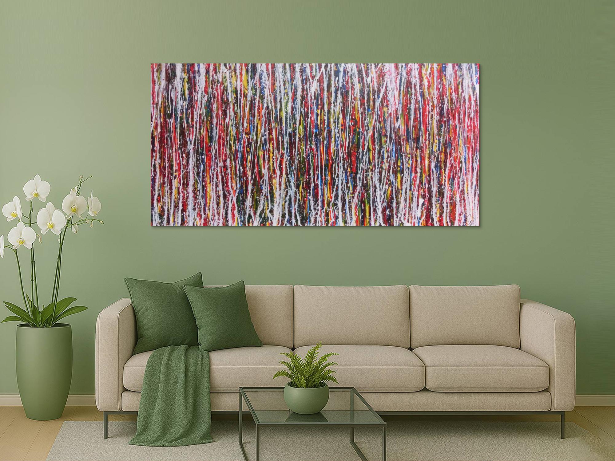 Abstraktes Bild sehr bunt modern Action Painting zeitgenössisch und groß