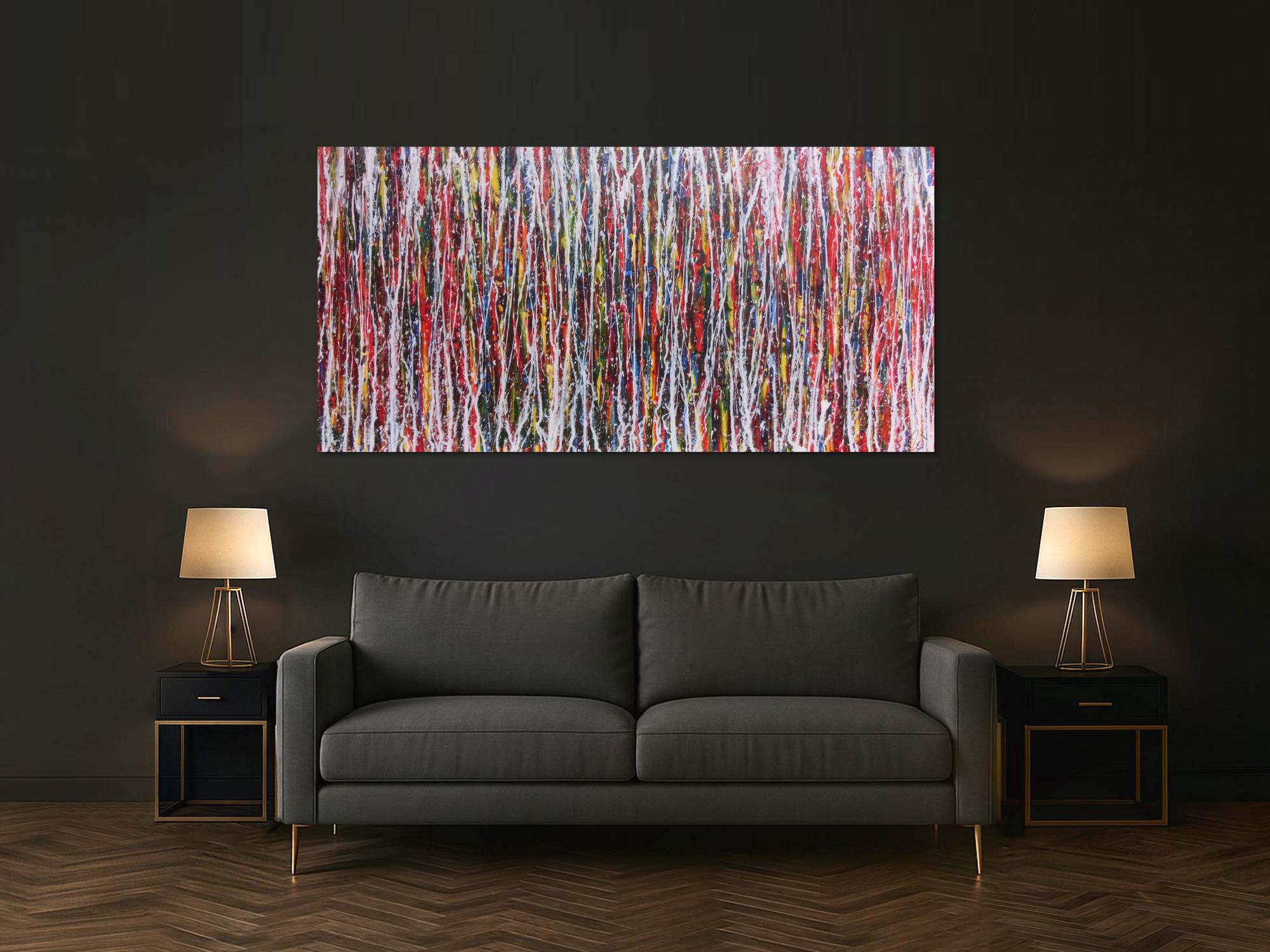 Abstraktes Bild sehr bunt modern Action Painting zeitgenössisch und groß