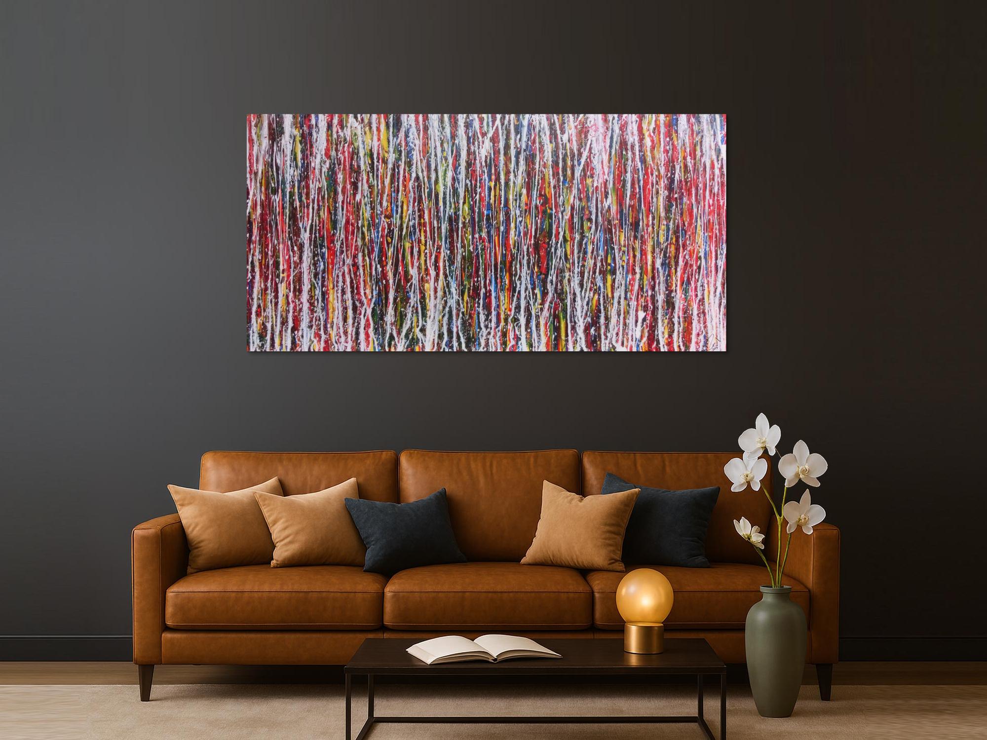 Abstraktes Bild sehr bunt modern Action Painting zeitgenössisch und groß