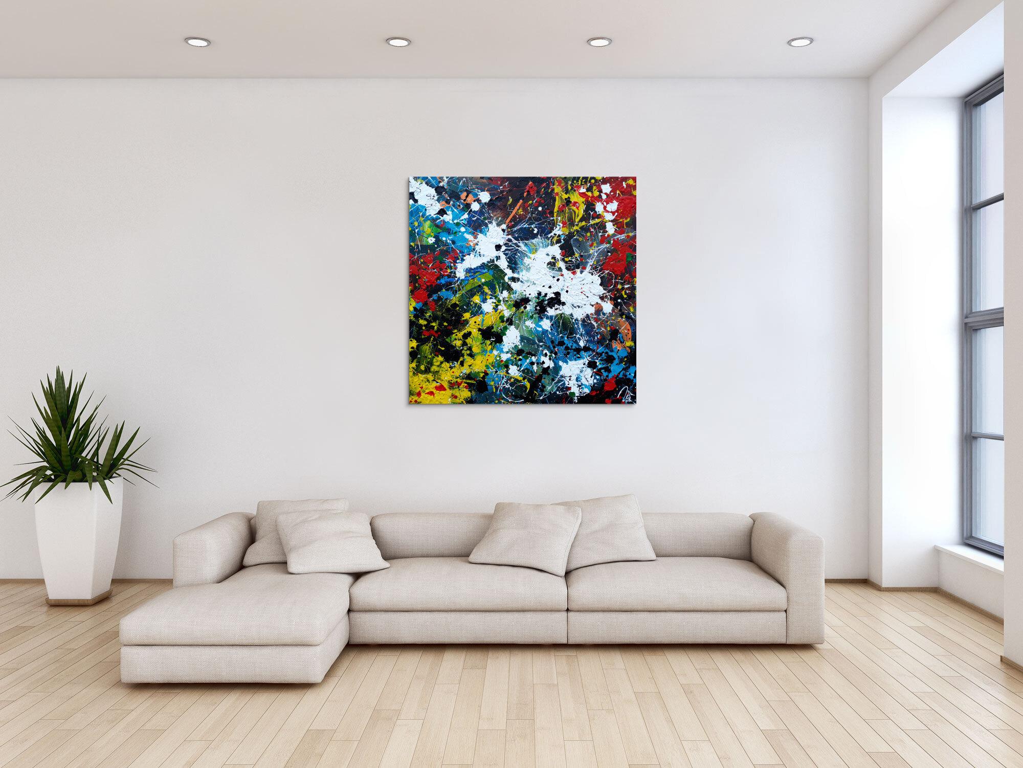 Abstraktes Acrylbild sehr modern Splash Art Action Painting sehr viele Farben bunt