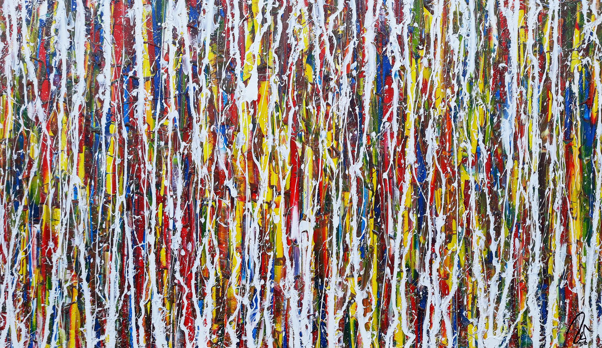 Abstraktes Acrylbild sehr bunt modern art Action Painting modern zeitgenössisch