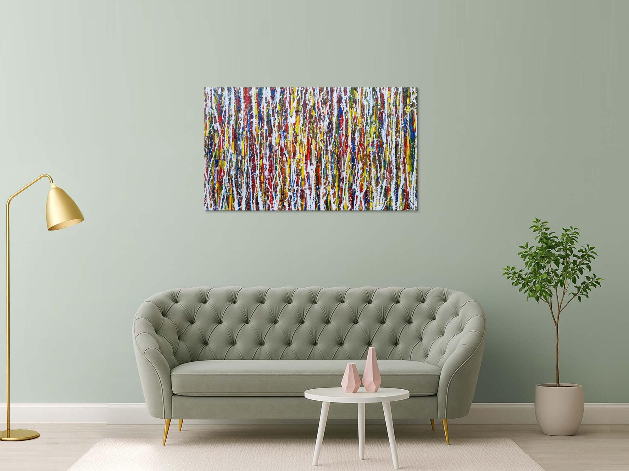 Abstraktes Acrylbild sehr bunt modern art Action Painting modern zeitgenössisch