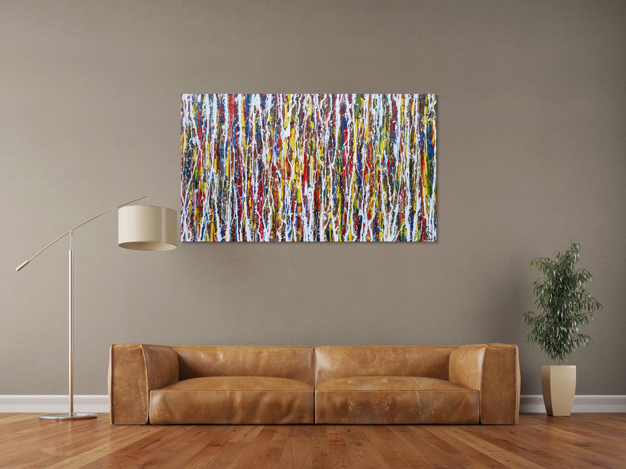 Abstraktes Acrylbild sehr bunt modern art Action Painting modern zeitgenössisch