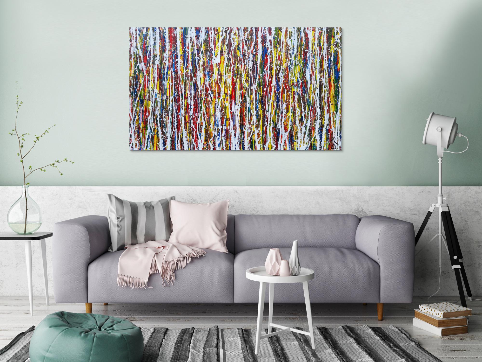 Abstraktes Acrylbild sehr bunt modern art Action Painting modern zeitgenössisch