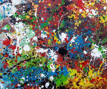 Abstraktes Acrylbild sehr bunt moderne modern Splash Art Action Painting