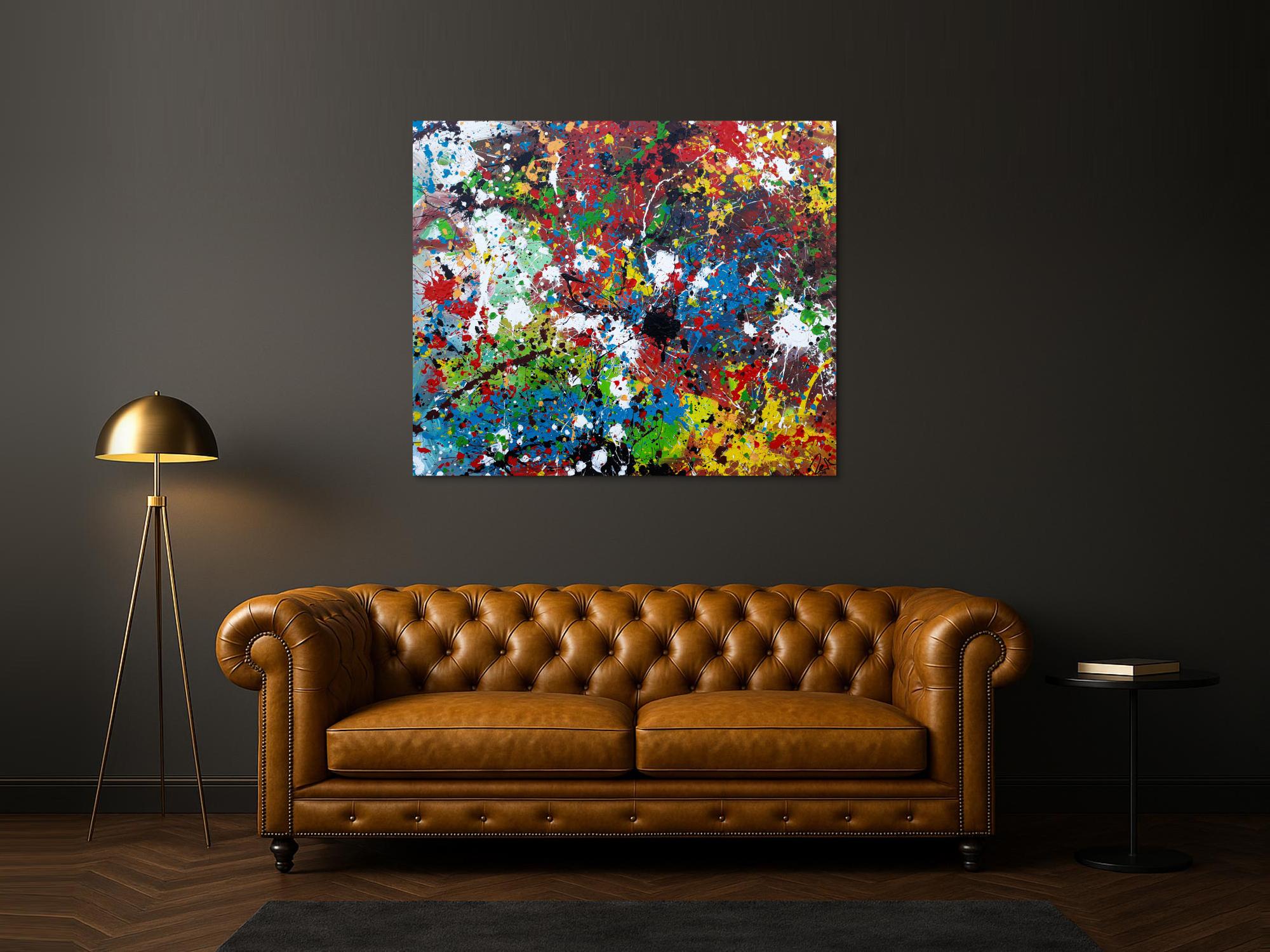 Abstraktes Acrylbild sehr bunt moderne modern Splash Art Action Painting