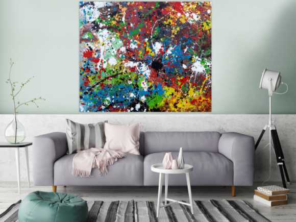 Abstraktes Acrylbild sehr bunt moderne modern Splash Art Action Painting