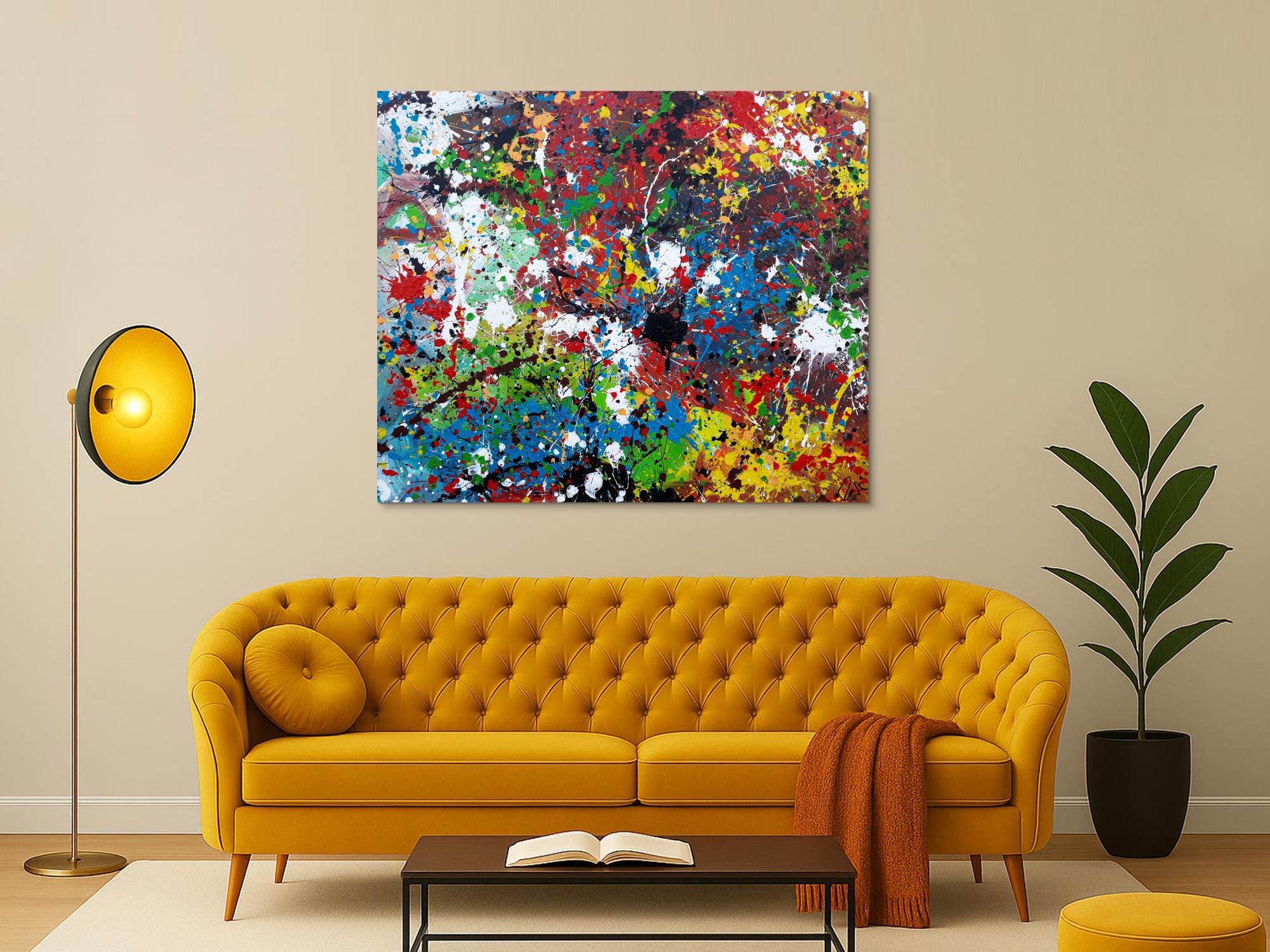 Abstraktes Acrylbild sehr bunt moderne modern Splash Art Action Painting