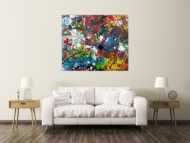 Abstraktes Acrylbild sehr bunt moderne modern Splash Art Action Painting