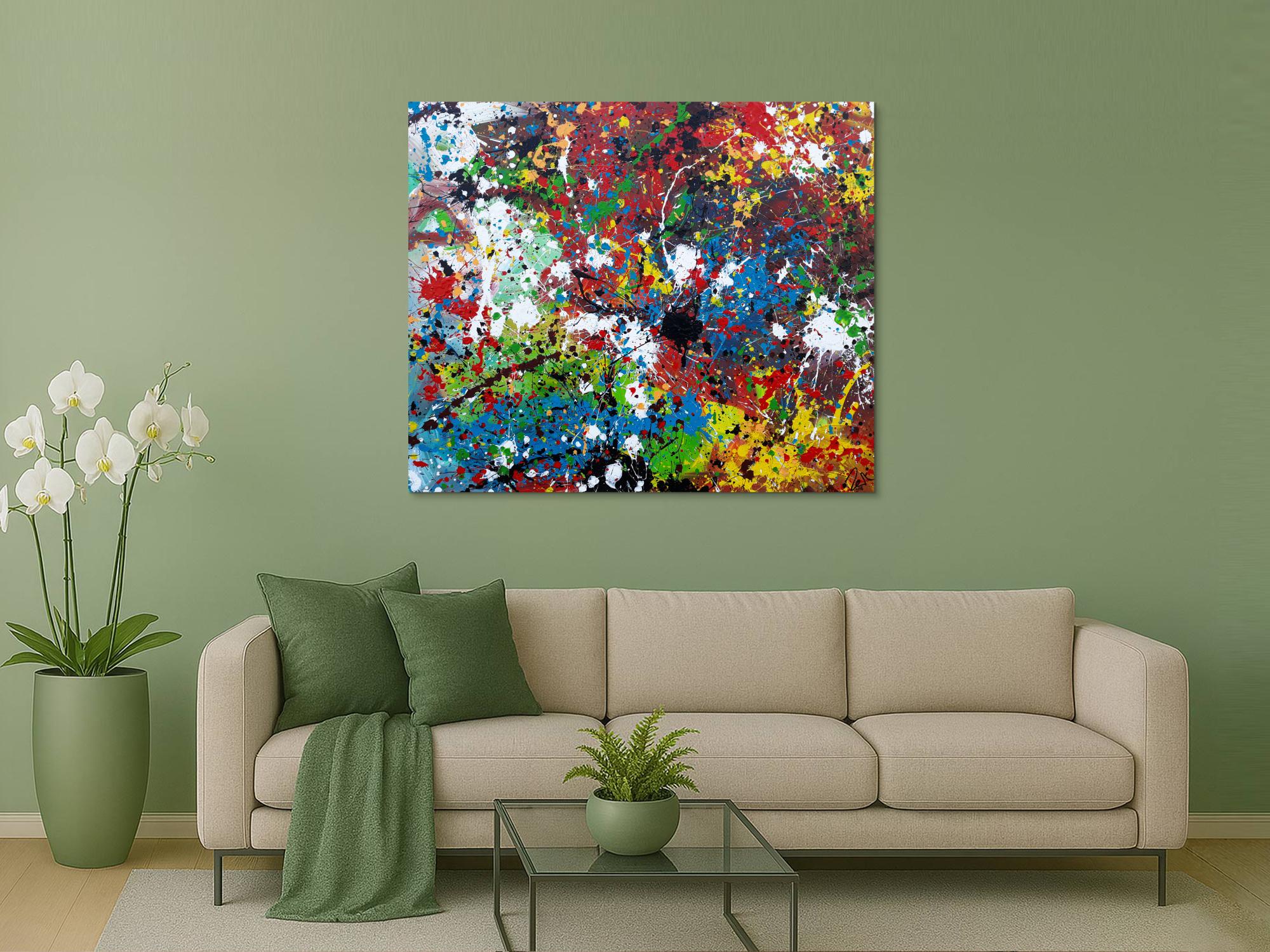 Abstraktes Acrylbild sehr bunt moderne modern Splash Art Action Painting