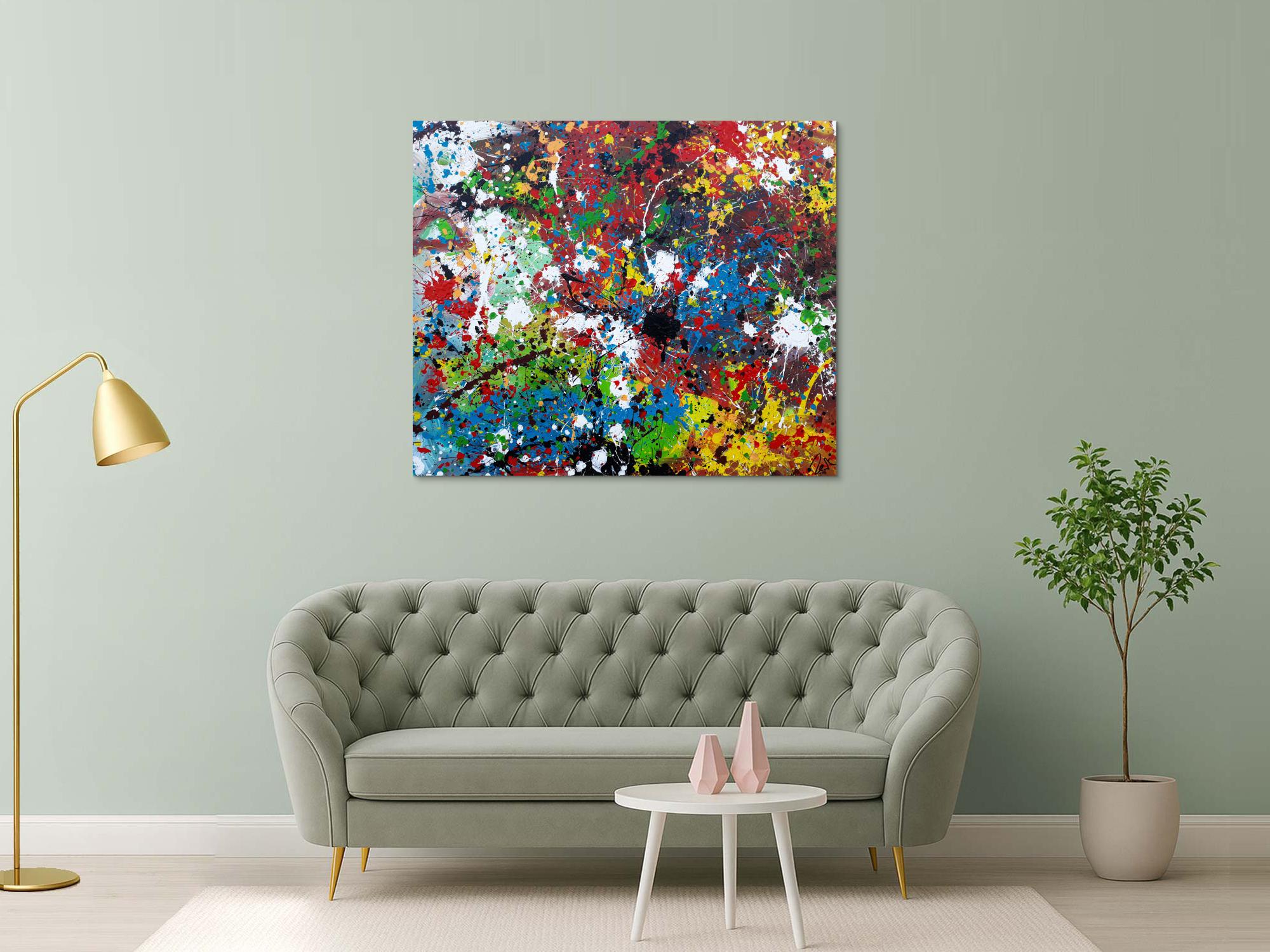 Abstraktes Acrylbild sehr bunt moderne modern Splash Art Action Painting