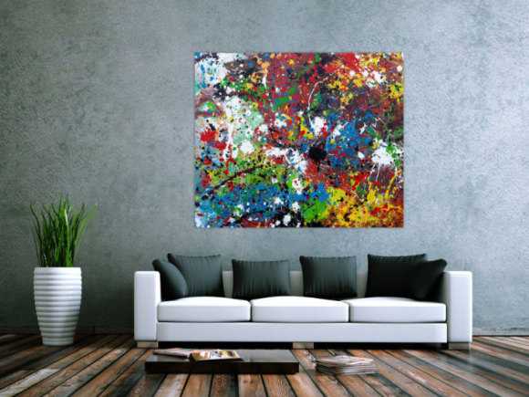 Abstraktes Acrylbild sehr bunt moderne modern Splash Art Action Painting