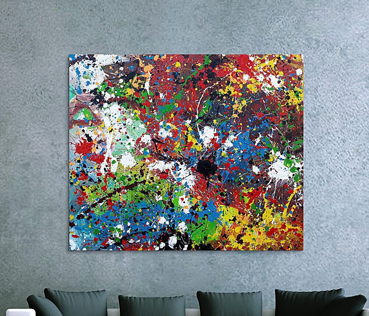 Abstraktes Acrylbild sehr bunt moderne modern Splash Art Action Painting