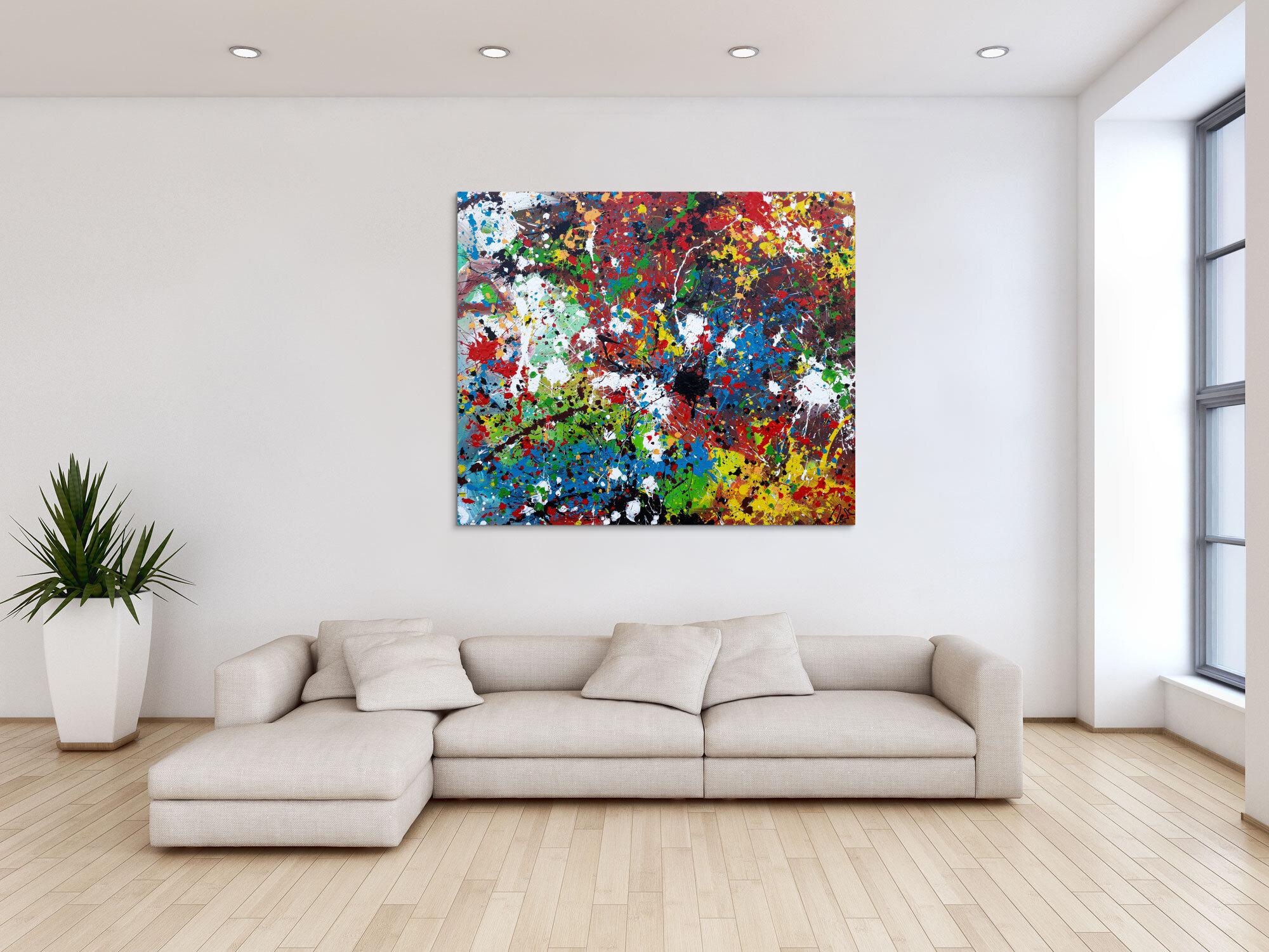 Abstraktes Acrylbild sehr bunt moderne modern Splash Art Action Painting