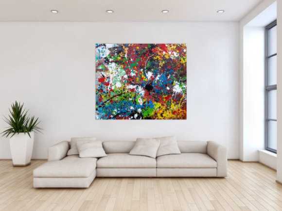 Abstraktes Acrylbild sehr bunt moderne modern Splash Art Action Painting