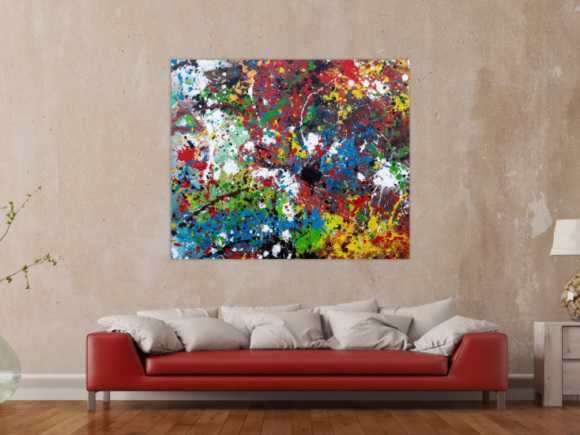 Abstraktes Acrylbild sehr bunt moderne modern Splash Art Action Painting