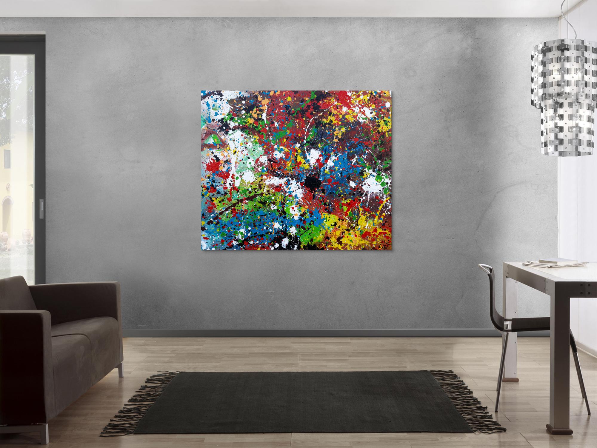 Abstraktes Acrylbild sehr bunt moderne modern Splash Art Action Painting