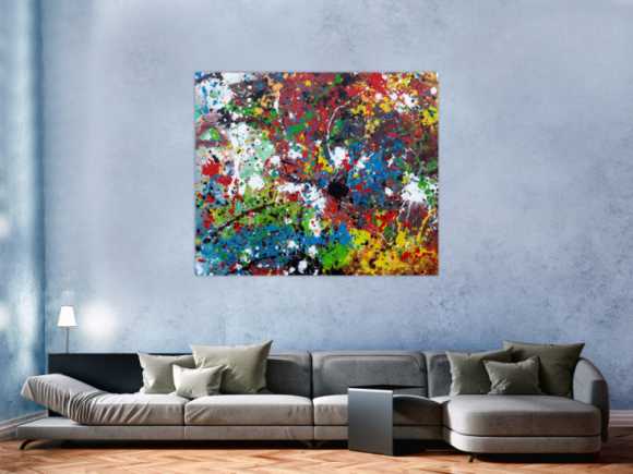 Abstraktes Acrylbild sehr bunt moderne modern Splash Art Action Painting