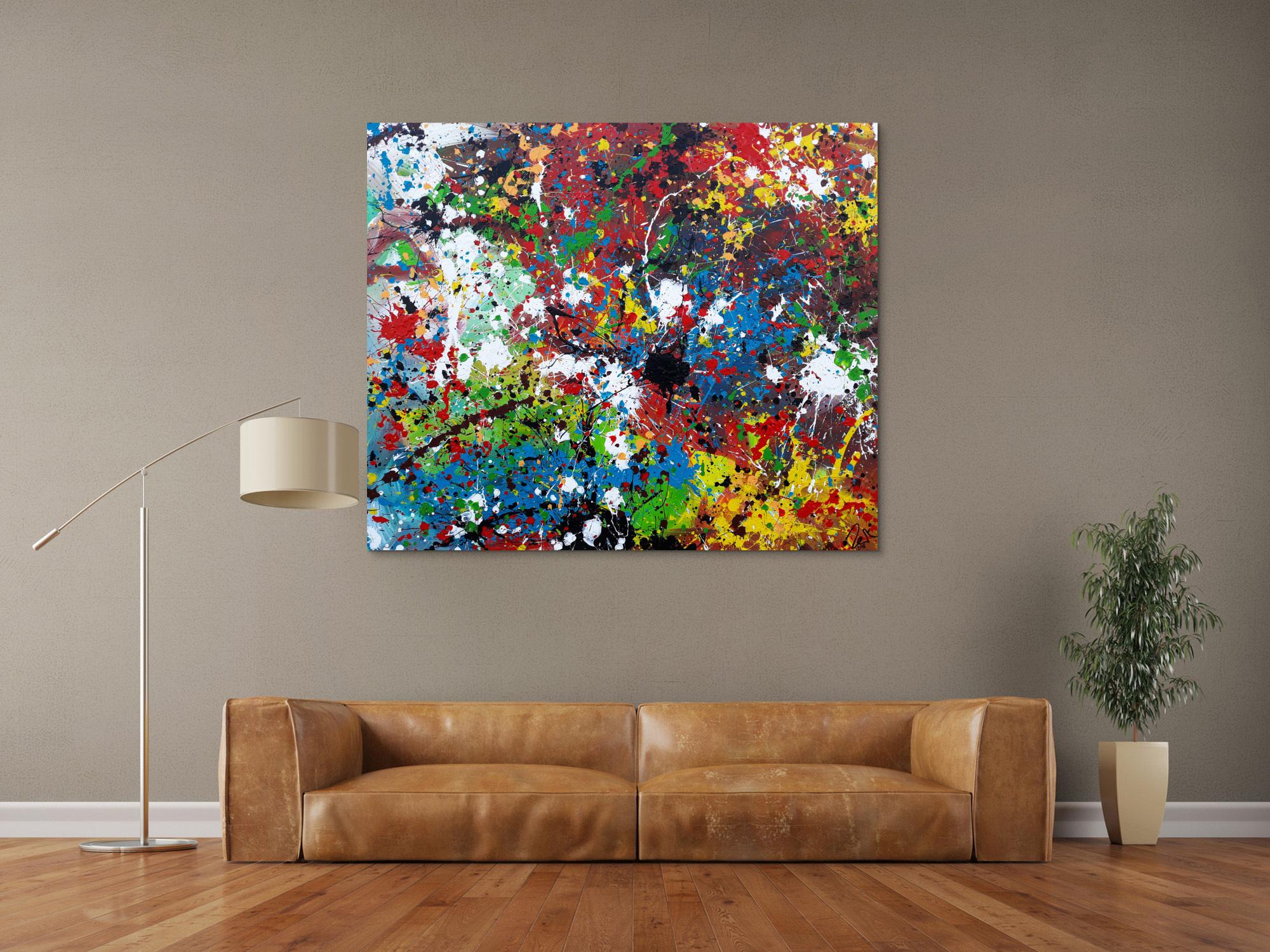 Abstraktes Acrylbild sehr bunt moderne modern Splash Art Action Painting
