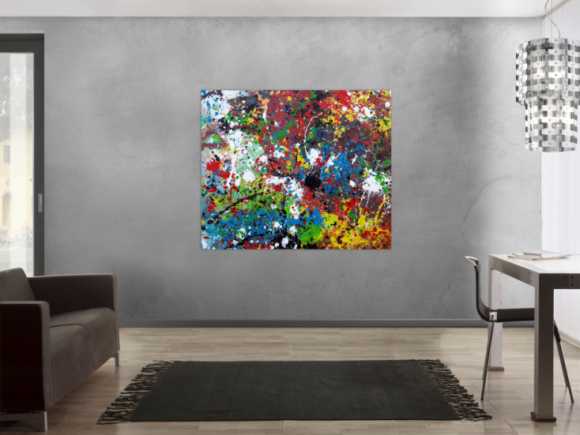 Abstraktes Acrylbild sehr bunt moderne modern Splash Art Action Painting