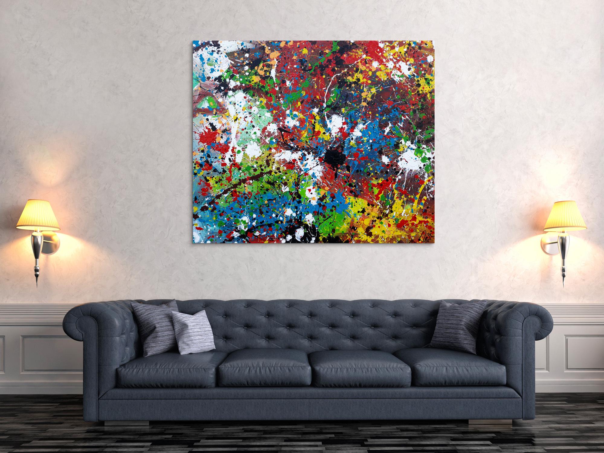 Abstraktes Acrylbild sehr bunt moderne modern Splash Art Action Painting