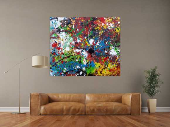 Abstraktes Acrylbild sehr bunt moderne modern Splash Art Action Painting