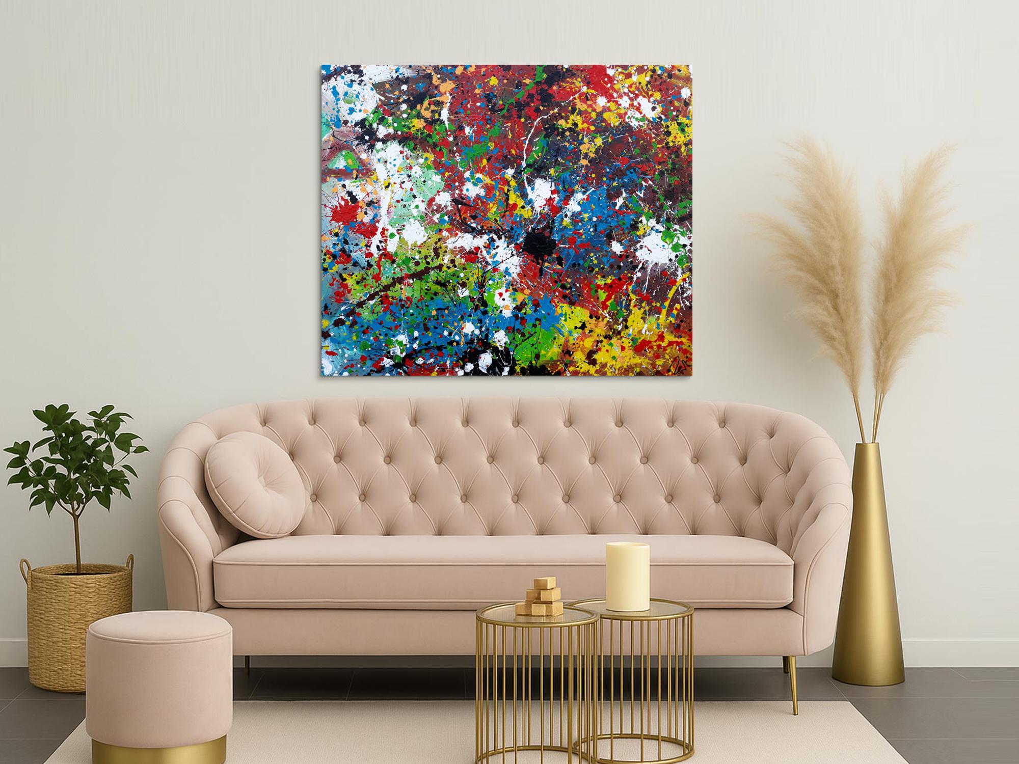 Abstraktes Acrylbild sehr bunt moderne modern Splash Art Action Painting