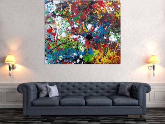 Abstraktes Acrylbild sehr bunt moderne modern Splash Art Action Painting