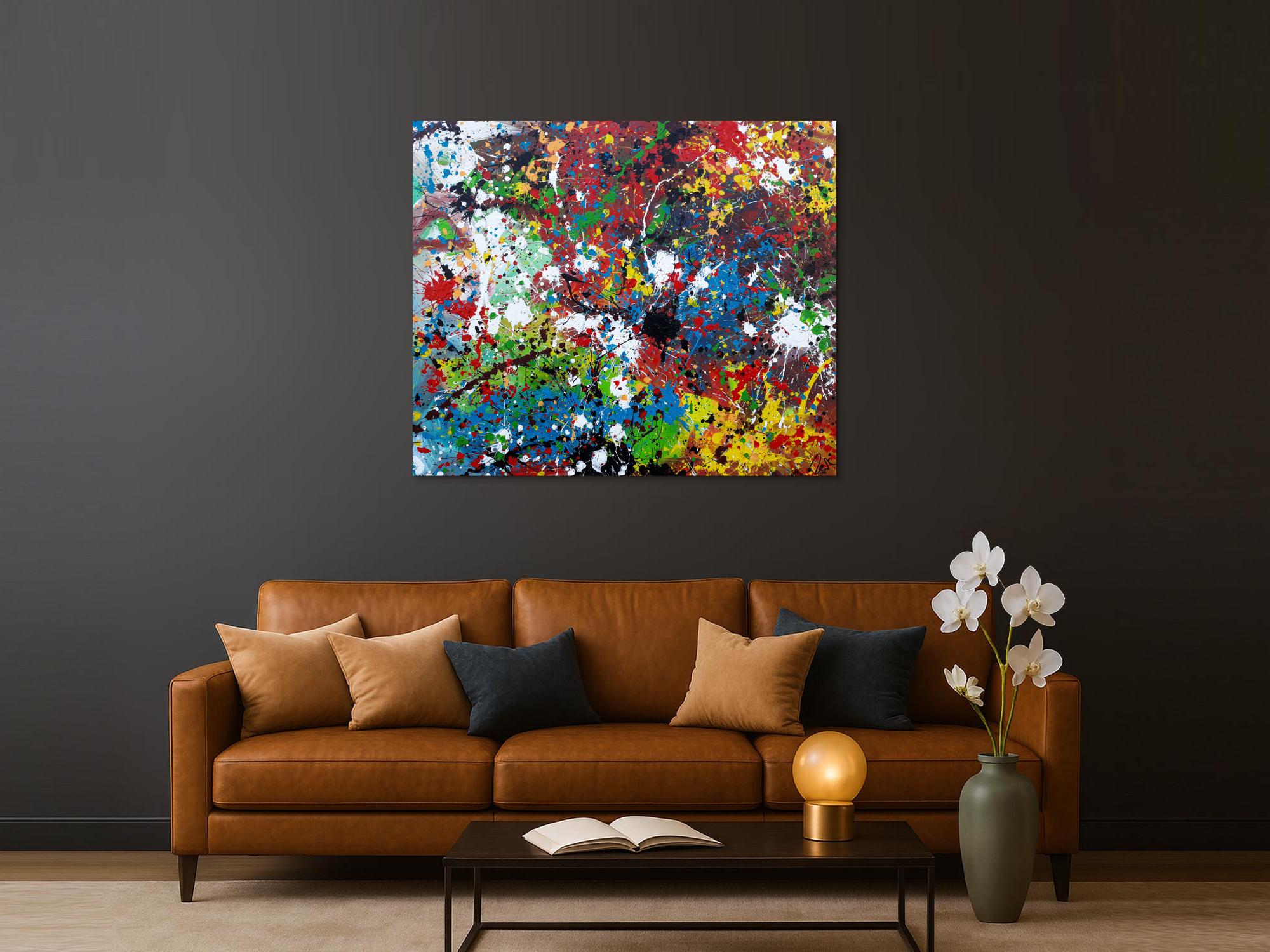 Abstraktes Acrylbild sehr bunt moderne modern Splash Art Action Painting