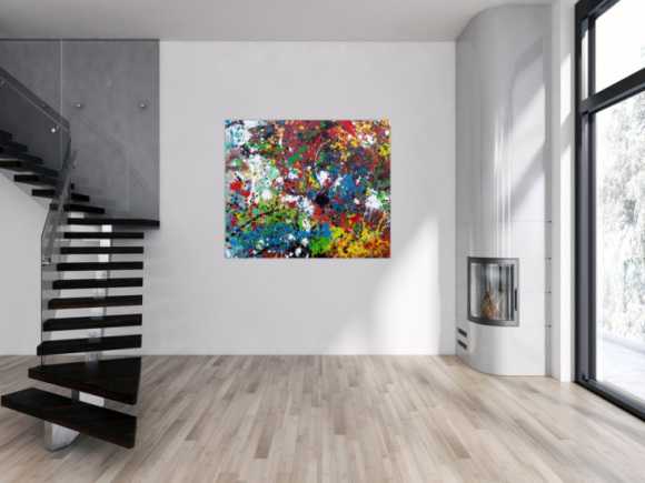 Abstraktes Acrylbild sehr bunt moderne modern Splash Art Action Painting