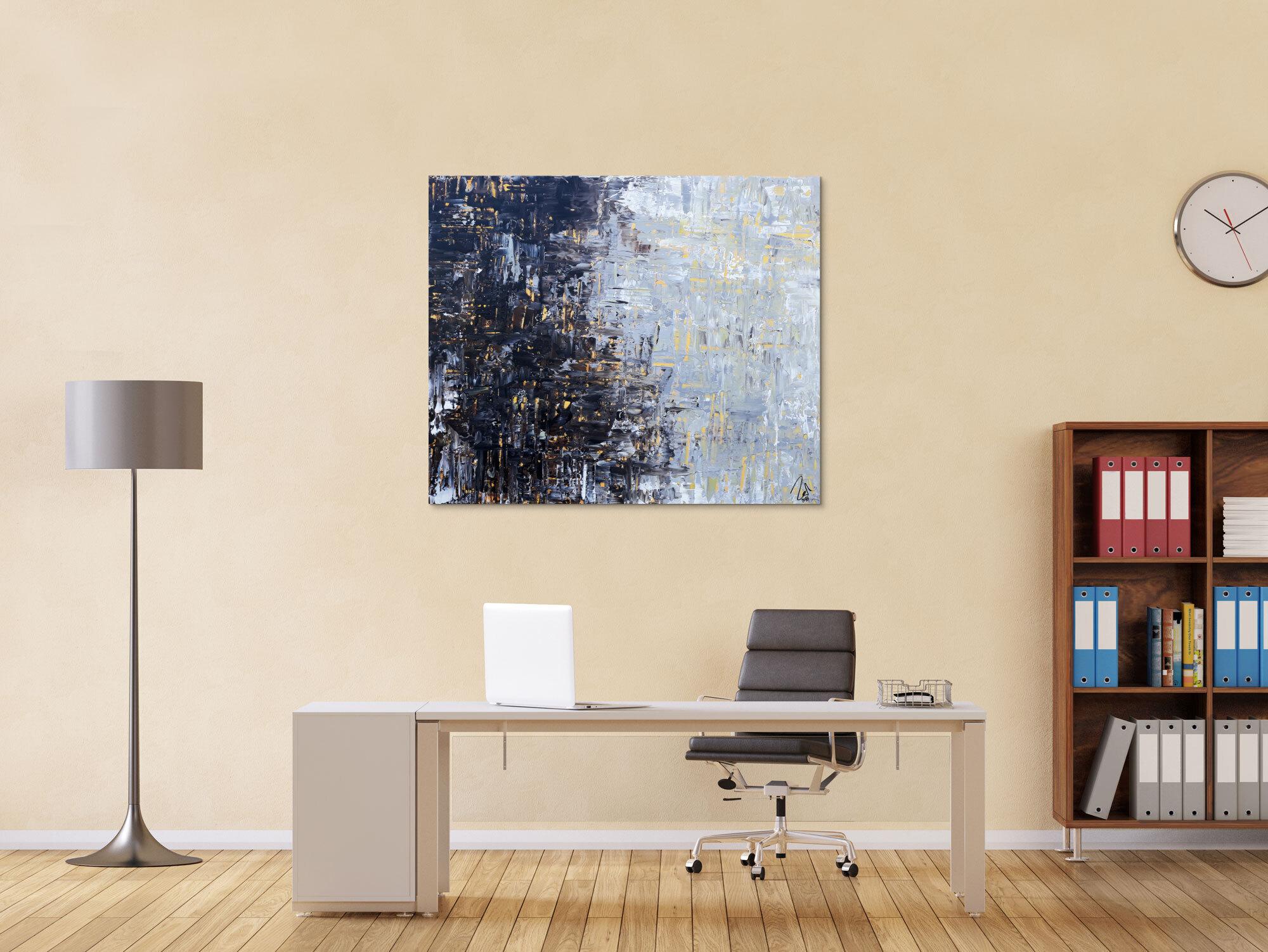 Abstraktes Acrylbild sehr modern grau weiß schwarz braun modern art zeitgenössisch schlicht