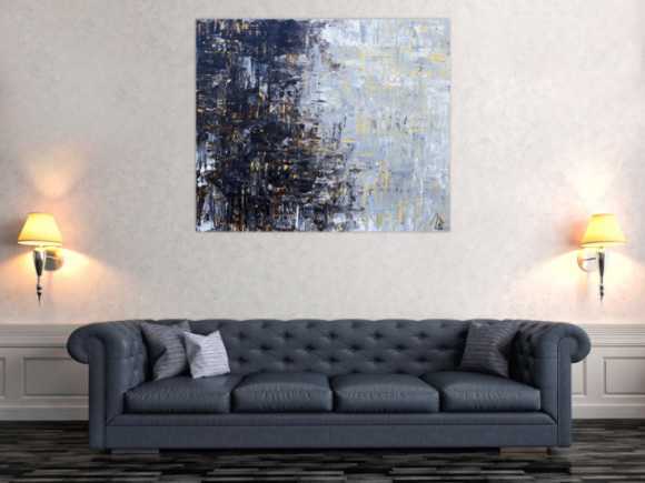 Abstraktes Acrylbild sehr modern grau weiß schwarz braun modern art zeitgenössisch schlicht