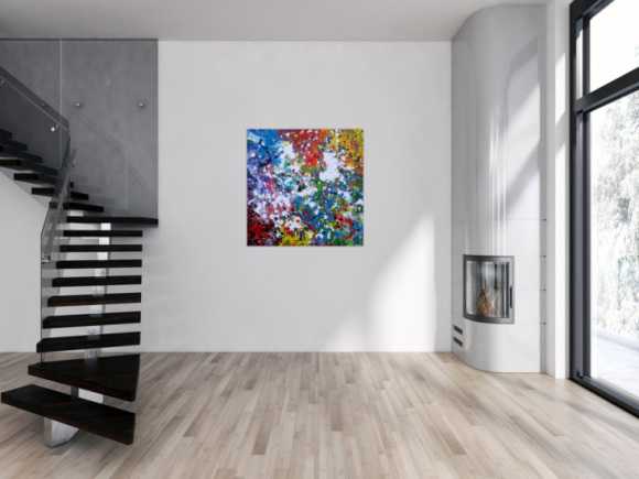 Abstraktes Acrylbild sehr bunt modern Splash Art zeitgenössisch handgemalt