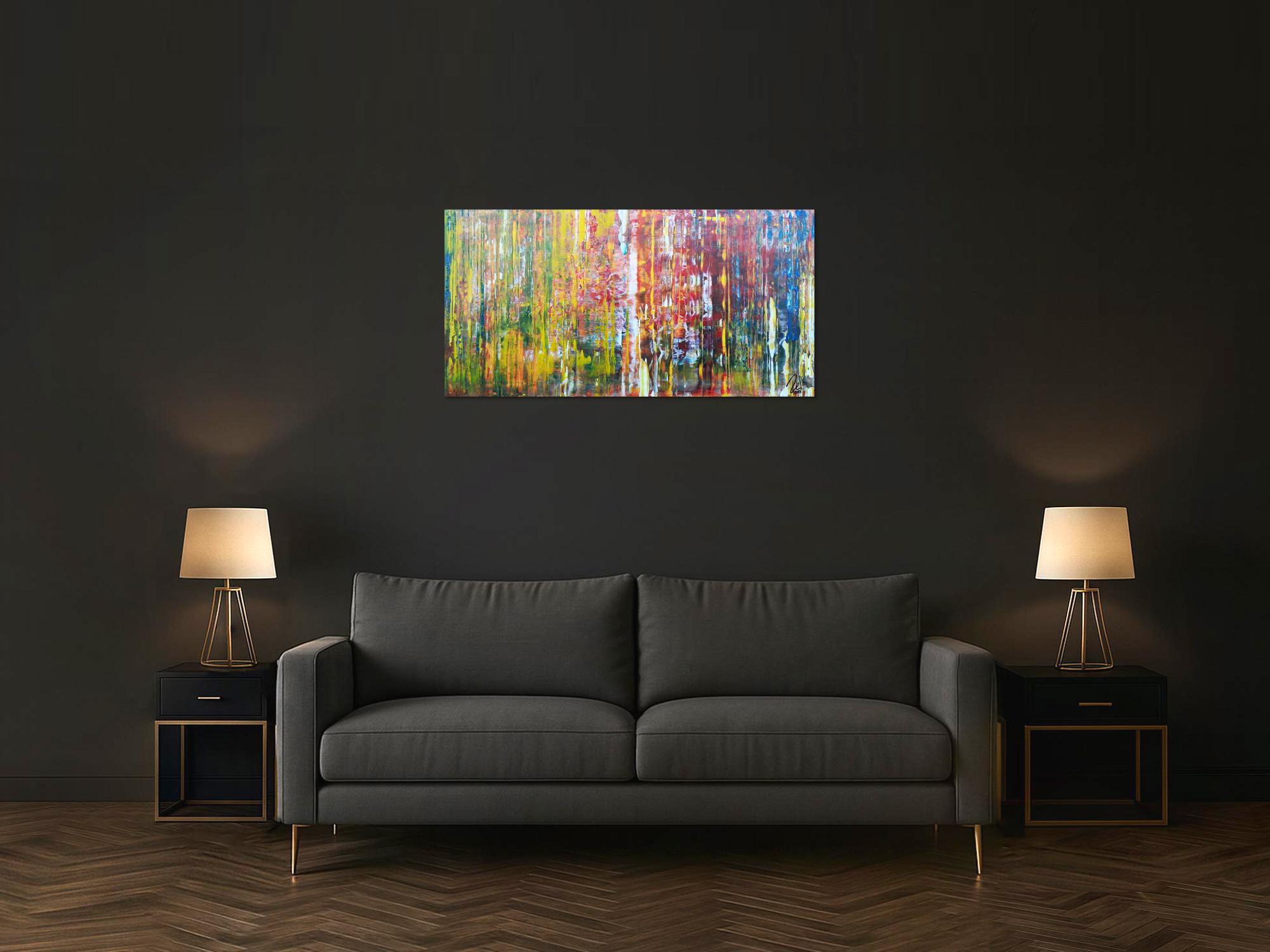 Abstraktes Acrylbild sehr bunt viele Farben Modern Art Spachteltechnik 