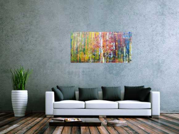 Abstraktes Acrylbild sehr bunt viele Farben Modern Art Spachteltechnik 